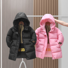 2025儿童羽绒棉服中长款连帽棉衣保暖加厚石墨烯自发热棉衣外套