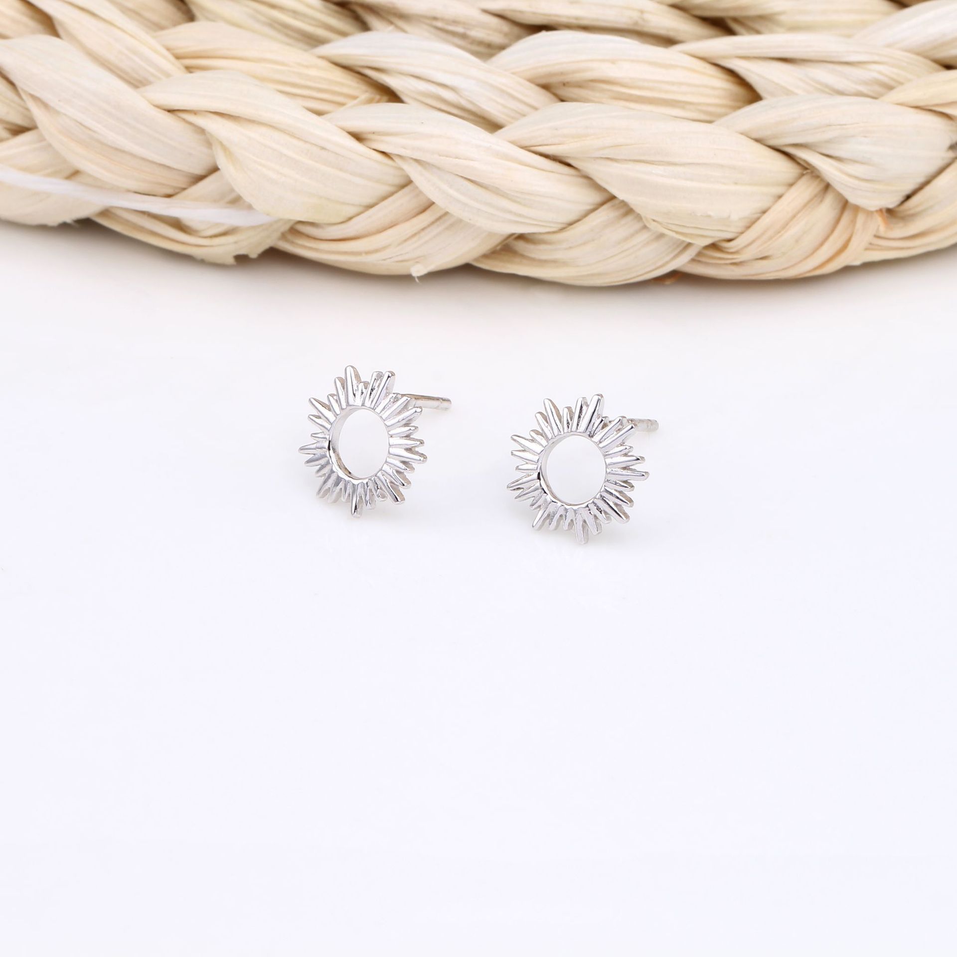 1 Pair Ig Style Sun Plating Sterling Silver White Gold Plated Gold Plated Ear Studs display picture 5