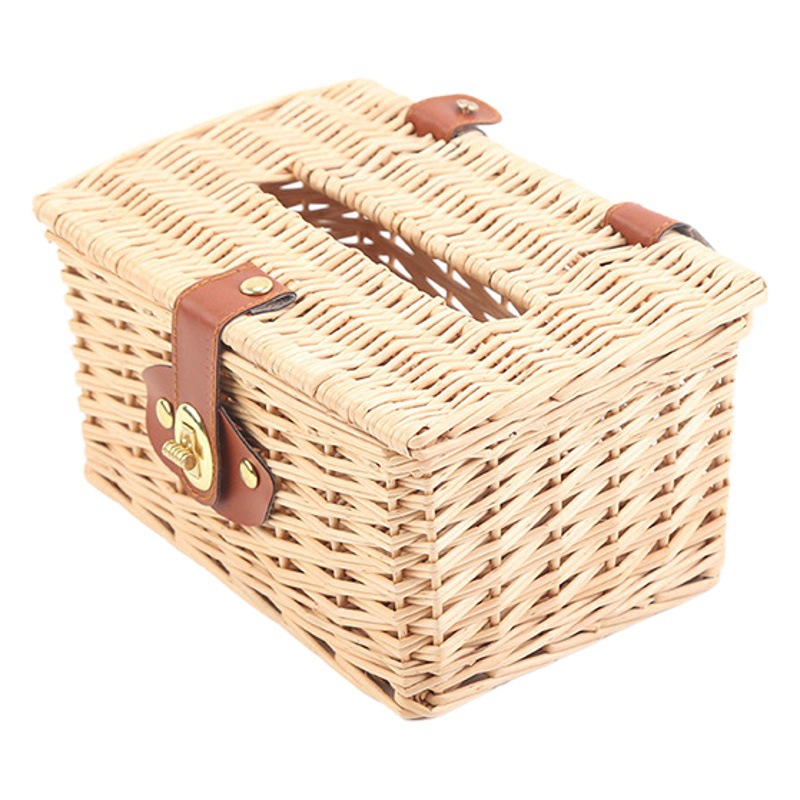 Yiran Willow multifuncional caja de pañuelos creativo dormitorio sala de estar caja de almacenamiento de control remoto hotel restaurante servilleta cartón