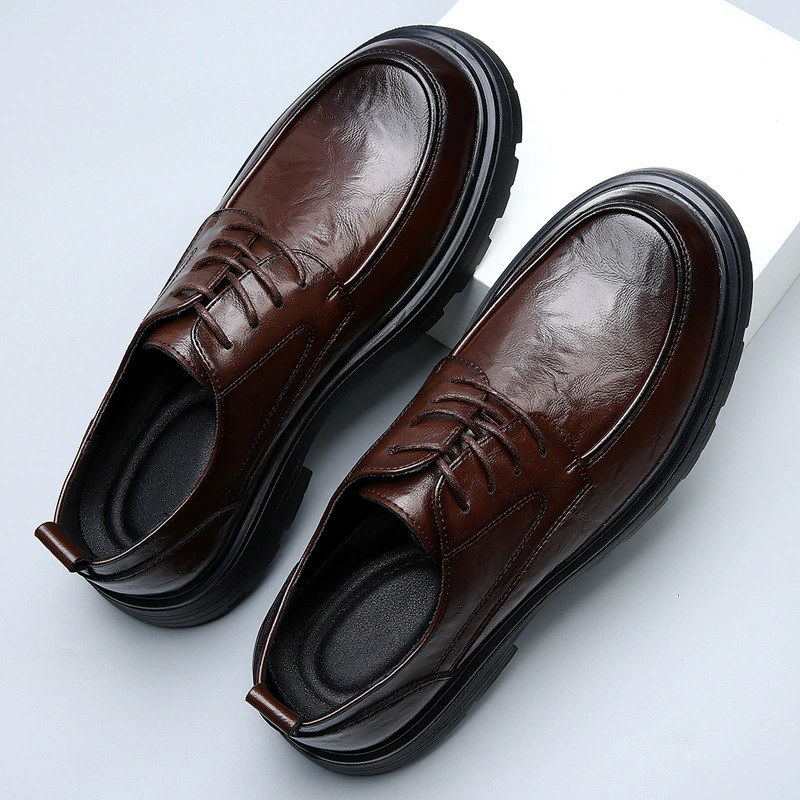 2024 новые мужские туфли для весны кожаные премиум-класса черные кожаные туфли для повышения