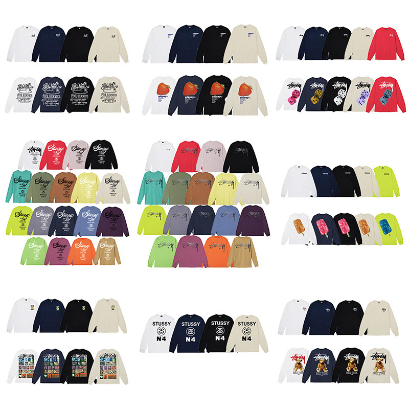 Cross-Border Stussy Long-Sleeve T-Shirt Trendy Brand Stu Letter Print Casual Loose Autumn and Winter Versatile Base Shirt for Men and Women