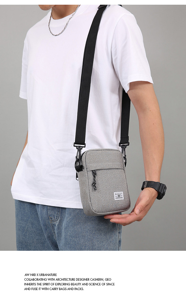 Men's Solid Color Oxford Cloth Zipper Shoulder Bag display picture 3