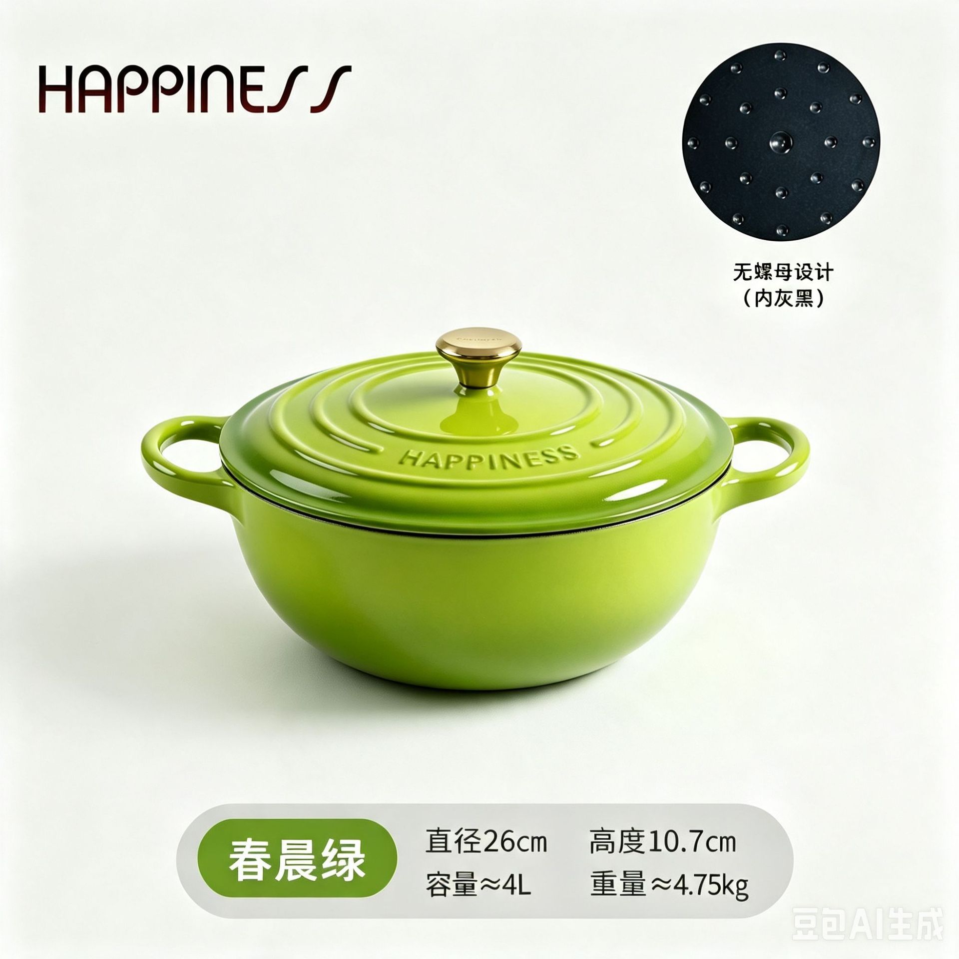 Pequeña felicidad olla de esmalte olla de hierro fundido olla de la momia olla de estofado cazuela hogar multi-funcional olla de sopa olla antiadherente