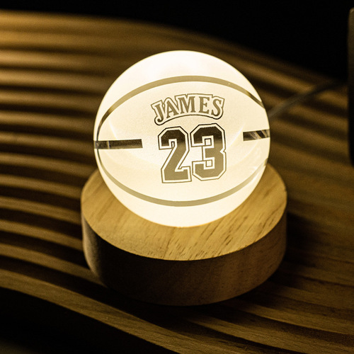 Creative Birthday Gift for Boyfriend: Basketball Football Glowing Crystal Action Figure of Kobe Bryant and Stephen Curry (James)