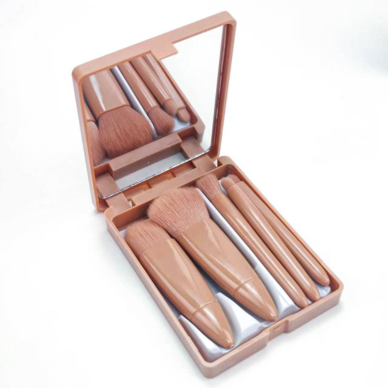MINI pequeño espejo caja de almacenamiento portátil de maquillaje cepillo fuente de fábrica Caja de espejo de 5 piezas cepillo de viaje