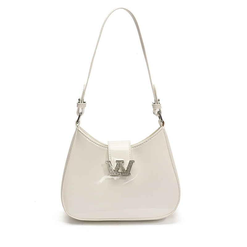 Bolso de alta calidad con textura 2025 verano nuevo bolso femenino con letras de diamantes bolso de hombro charol brillante bolso de mensajero marea