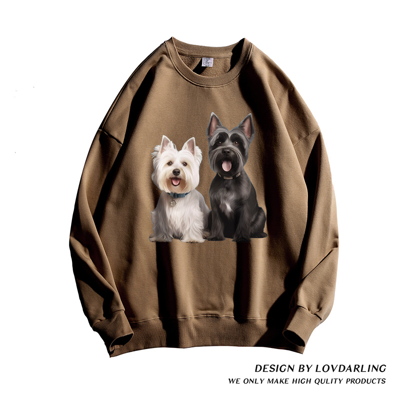 Maglione Felpa Originale Sottopelo Autunno E Inverno Tutto Cotone Designer Cucciolo Girocollo Maniche Lunghe_voghion.com