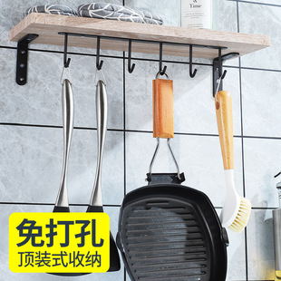304 stainless steel household cabinet floor stainless steel hook kitchen hanging partition lower hook rack without hole punching