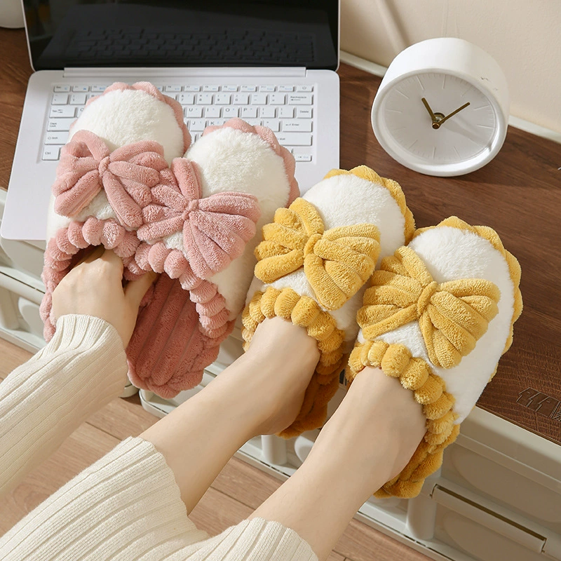 Осенне-зимние хлопковые тапочки Женская домашняя пара, закрытый пол, теплые, износостойкие шерстяные тапочки, мужские зимние