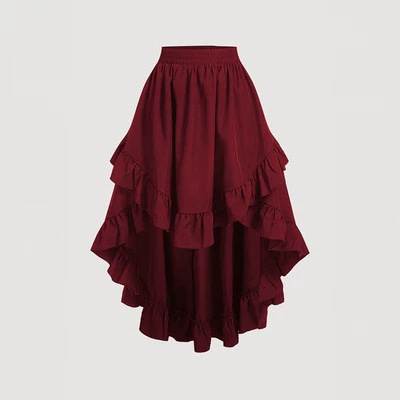 Plus Size Women's Retro Layered Ruffle Hem Skirt, Casual and Fashionable