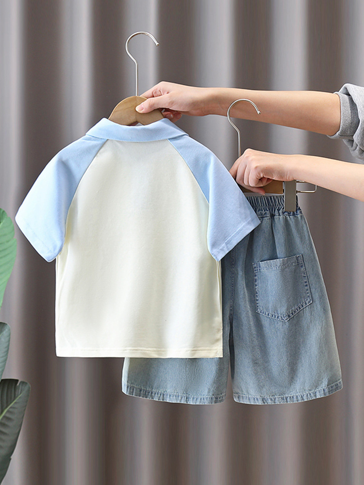 8133 traje de verano para niños 2025 nuevos polos para niños pantalones cortos 1-234567 años bebé verano