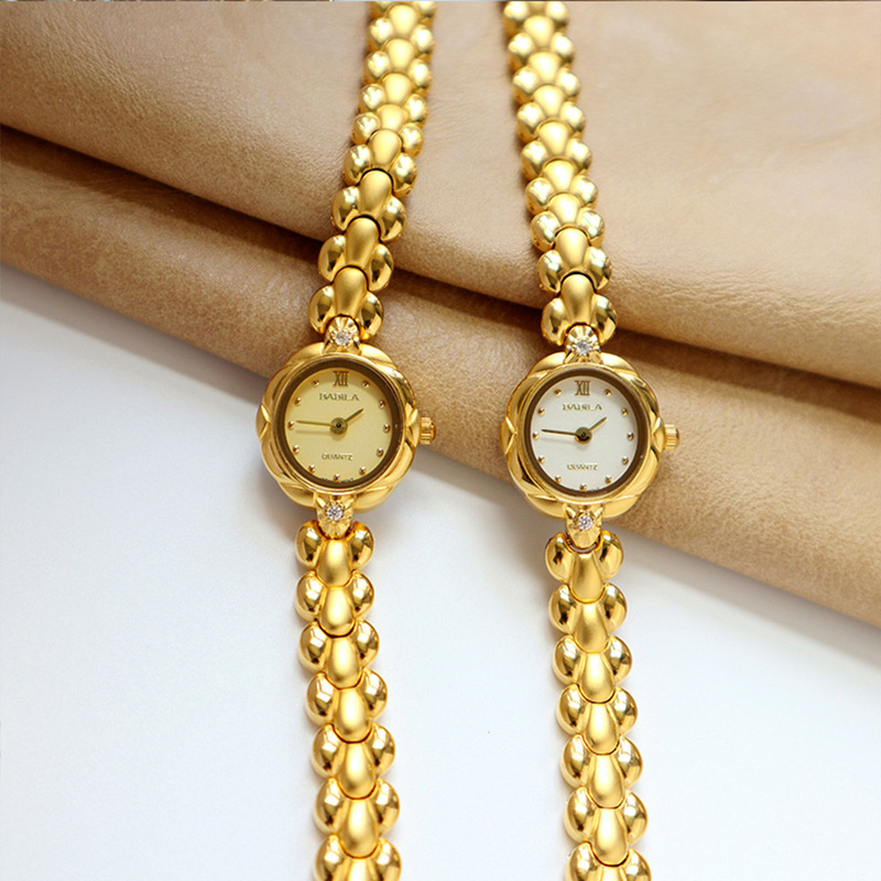 Retro Niche High-End Accessible Luxury Mini Small Round Plate French Imported Women's Watch Gift High-Value Bracelet Women's Watch Gift