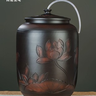 Water Storage Barrel Ceramic Water Tank for Household Use, Traditional Style with Lid, Suitable for Pumping Water, Tea Table, Tea Brewing, Water Storage, and Bottled Purified Water