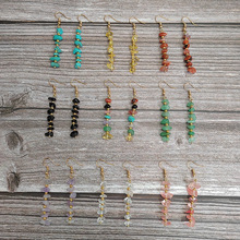 欧美外贸货源手工天然水晶串珠耳环 时尚天然七彩石流苏耳环耳坠