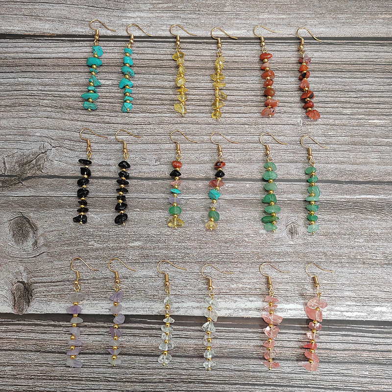 Healing Design Women'S Natural Stone Healing Geometric Drop Earrings Healing Crystals Jewelry