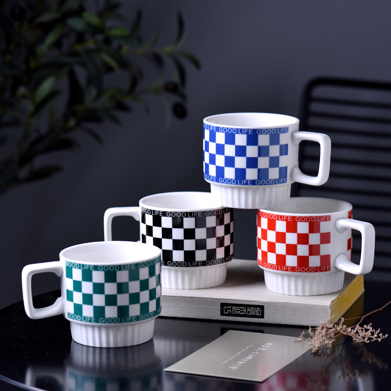 叠叠杯简约风格可印logo办公室早餐水杯咖啡杯陶瓷马克杯活动礼品