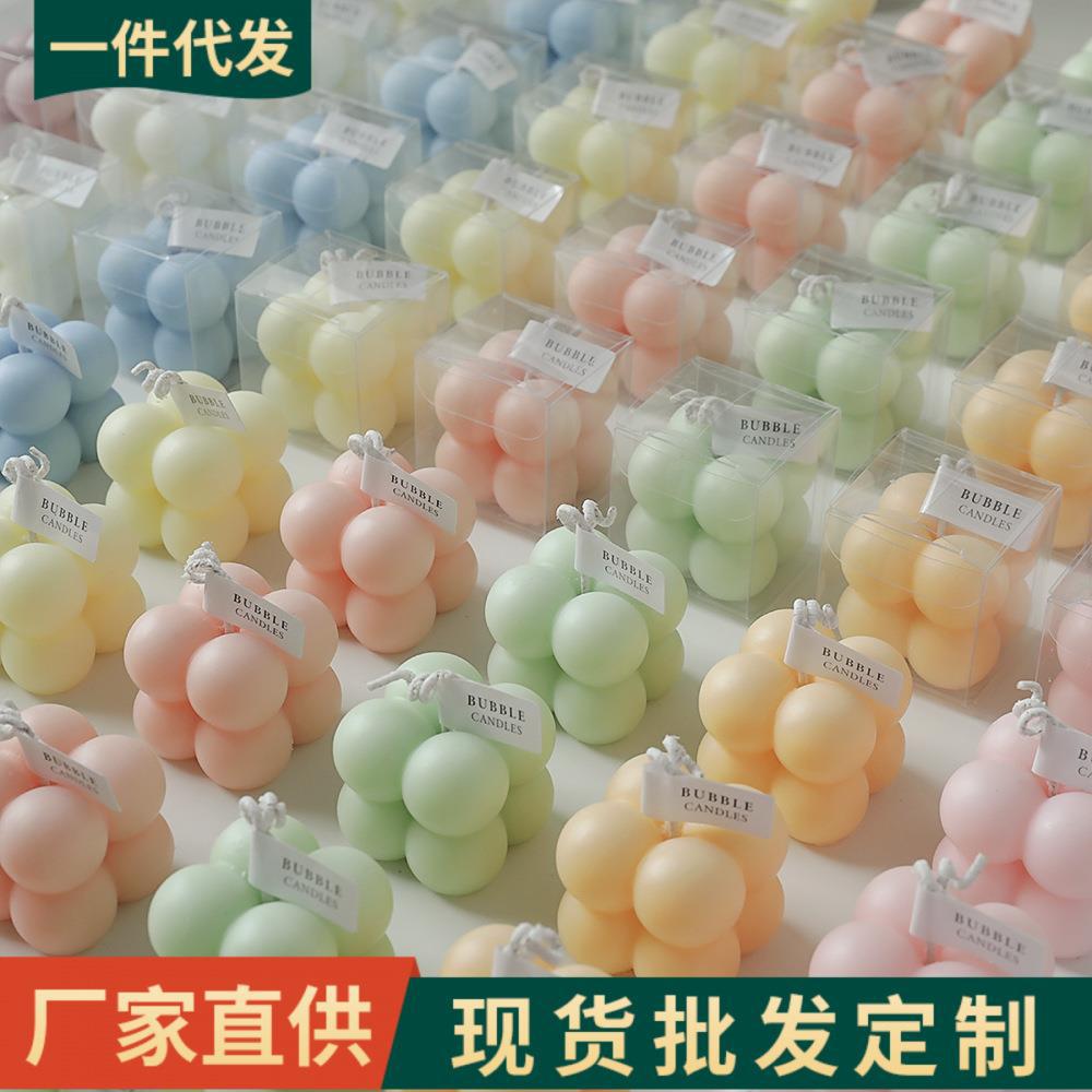Pequeño Cubo de aromaterapia vela al por mayor regalo de cumpleaños DIY forma de burbuja vela fragancia vela traje