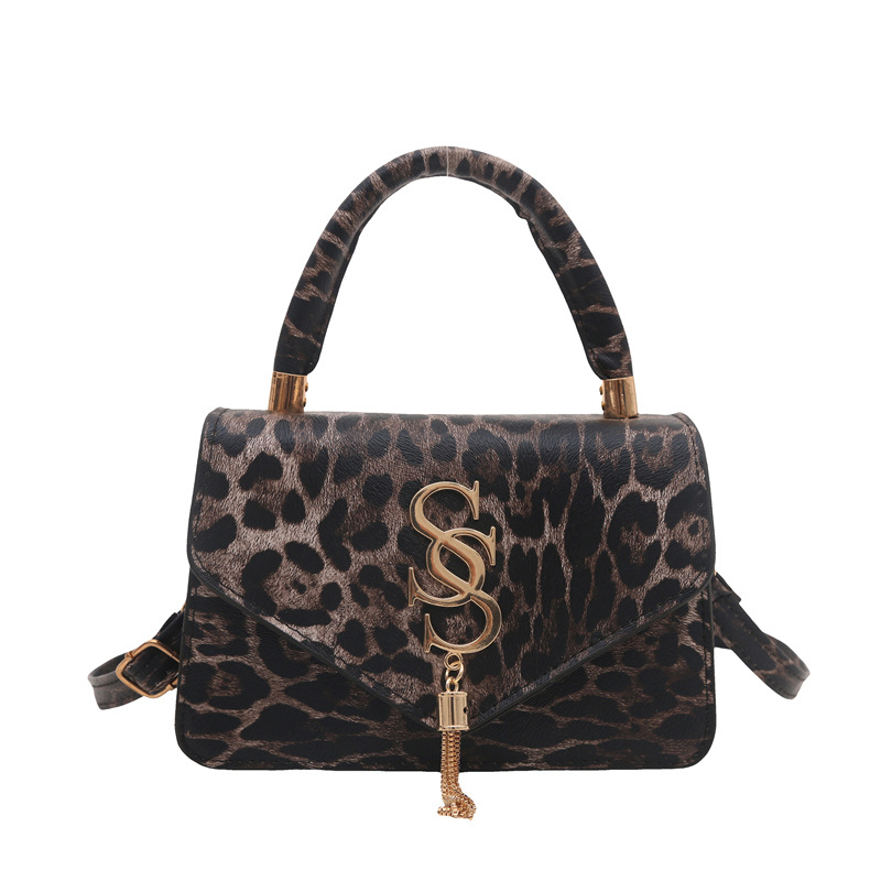 Bolso de hombro popular de este año para mujer 2024 otoño nuevo bolso literario simple moda con estampado de leopardo bandolera pequeño bolso cuadrado