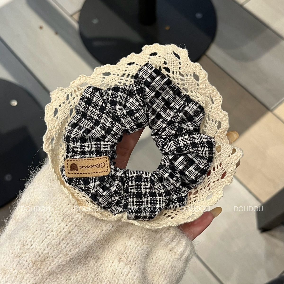 Pequeño, fresco y dulce, lazo para el cabello de intestino grueso, linda cuerda para el cabello a cuadros, atmósfera coreana, cuerda para el cabello, tocado de goma