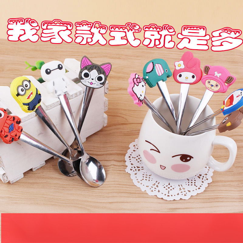 파란 만화 숟가락 혼합 머리