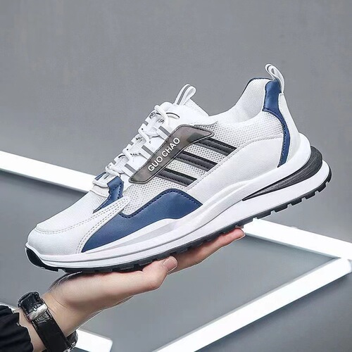 Low-top sports shoes for men  autumn and winter new Korean style breathable lace-up running shoes national trend student mesh shoes for men