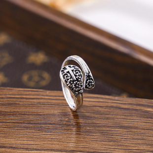 Europe and the United States cross-border hot-selling art retro plating ancient silver old geometric ring personality simple ring for men and women