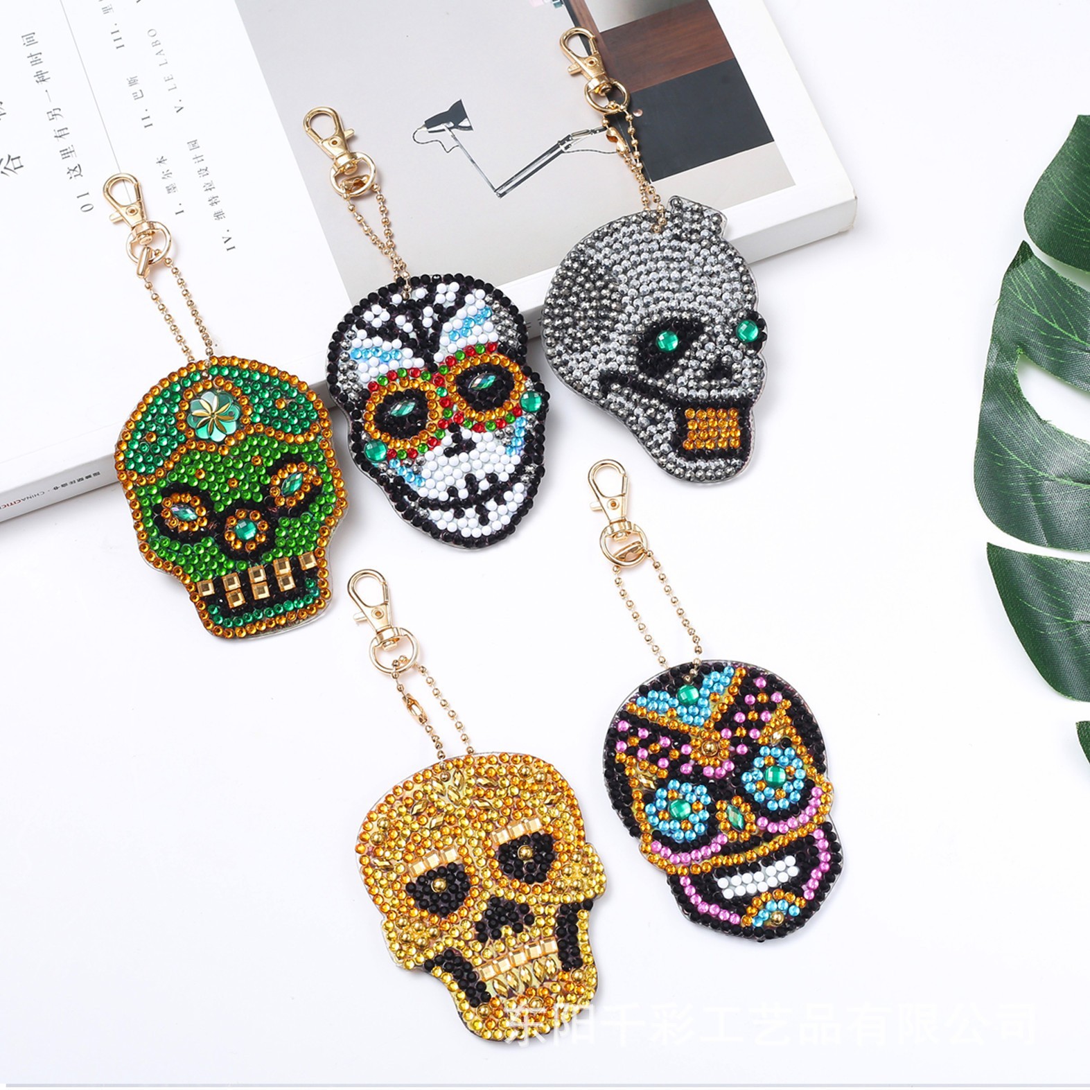 Nuevos productos de pintura de diamante, material acrílico llavero de doble cara DIY bolsa de diamante completa mariposa