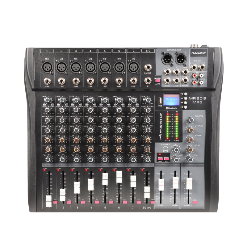 G-MARK 전문 믹서 8 방향 무대 공연 야외 녹음 라이브 방송 장비 USB 블루투스 국경 좋은 상품