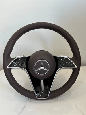 Steering wheel S450 original factory walnut wood Mercedes - brown-nappa-leather-electroplated-paint