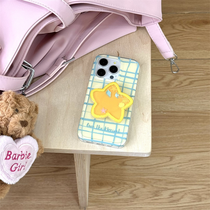 Línea de estrellas a cuadros para Apple 16proMax funda para teléfono móvil 15Pro fresco 14/13 creativo 15PM femenino