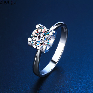 One Carat D Color Moissanite Ring Women's Niche Design Classic Bull Head Ring Jewelry S925 Sterling Silver Diamond Ring