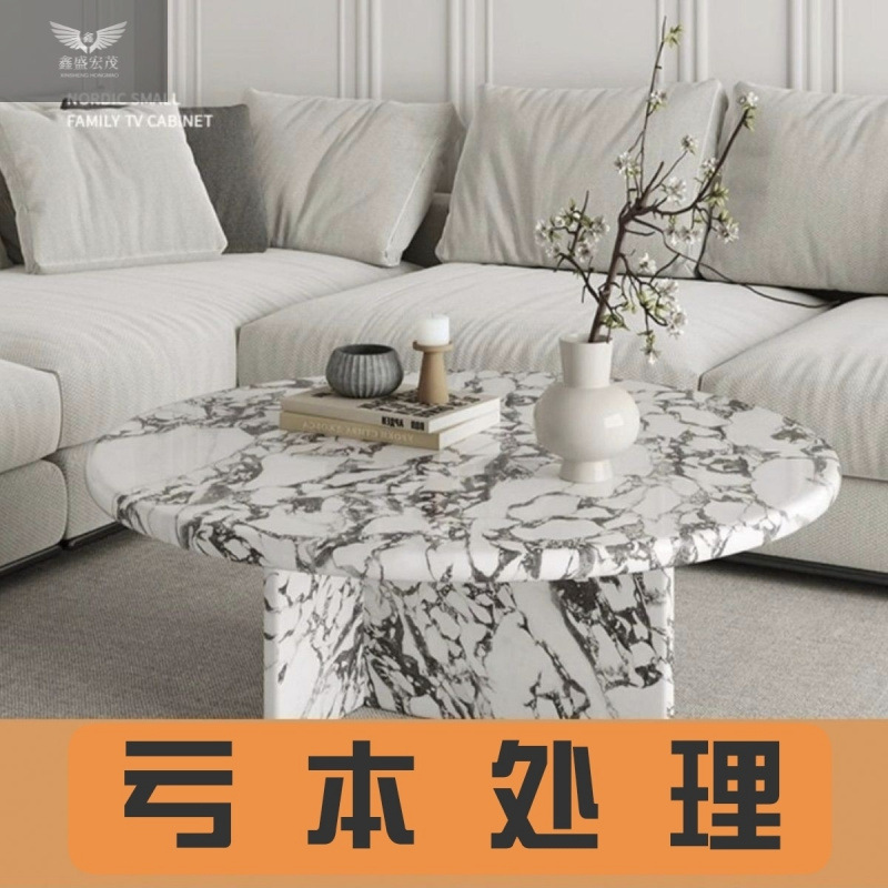 Mesa de centro de mármol natural de estilo crema francés, sala de estar redonda de alta gama, mesa de comedor de sofá de apartamento pequeño para el hogar