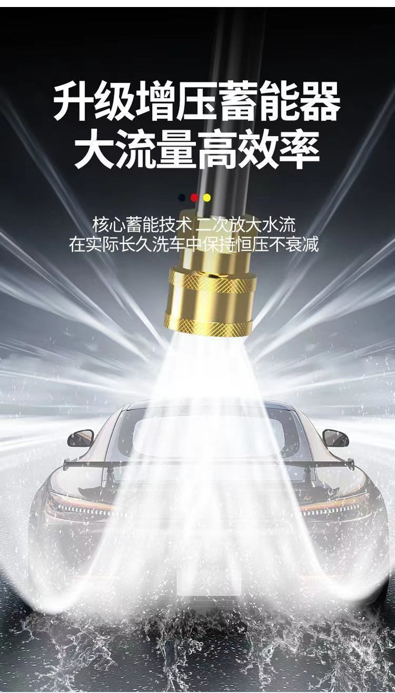 Lithium Battery High-Pressure Car Wash Gun Lithium Battery Brushless High-Pressure Cleaning Machine Household High-Power Rechargeable Lithium Battery High-Pressure Car Wash Gun