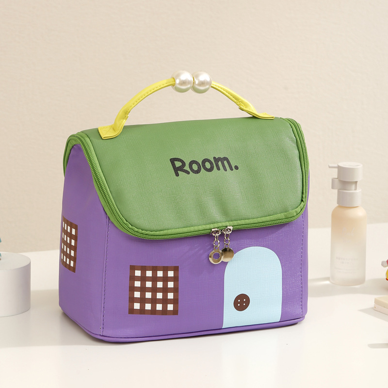 かわいい小屋化粧バッグ少女大容量スキンケア品収納バッグ携帯型手提げ旅行洗面バッグクロスボーダー|undefined