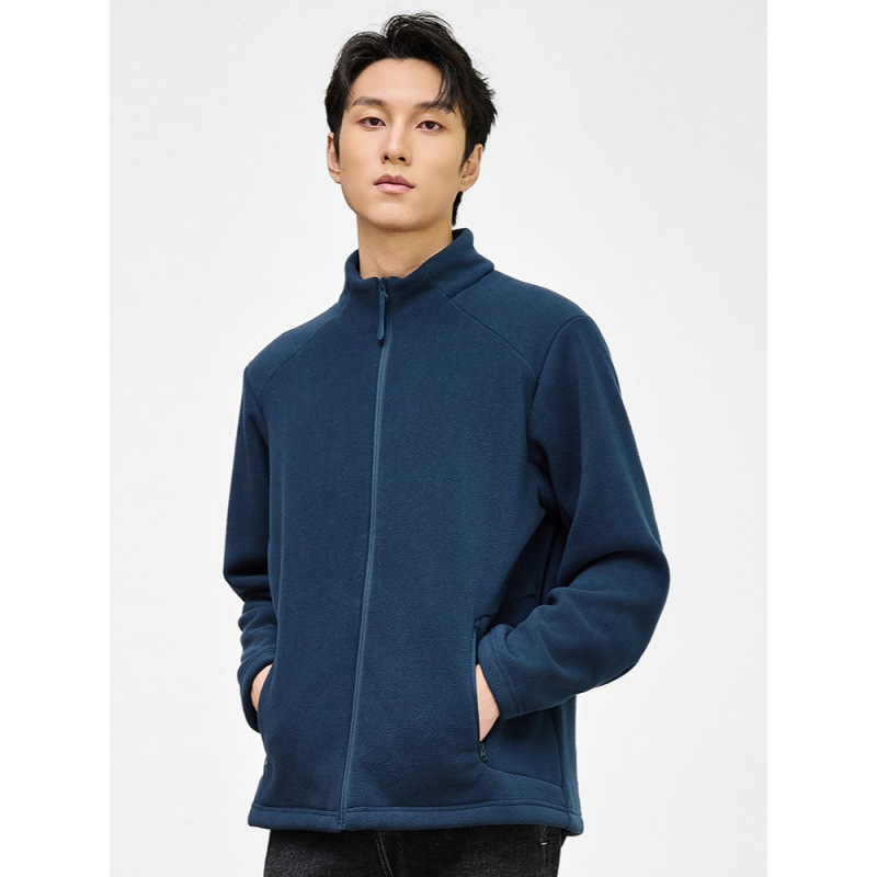 New Stand-Up Collar Fleece Jacket for Men, Outdoor Polar Fleece Jacket, Autumn and Winter Jacket, Thickeneded Inner Lining, Warm Sweatshirt Cardigan