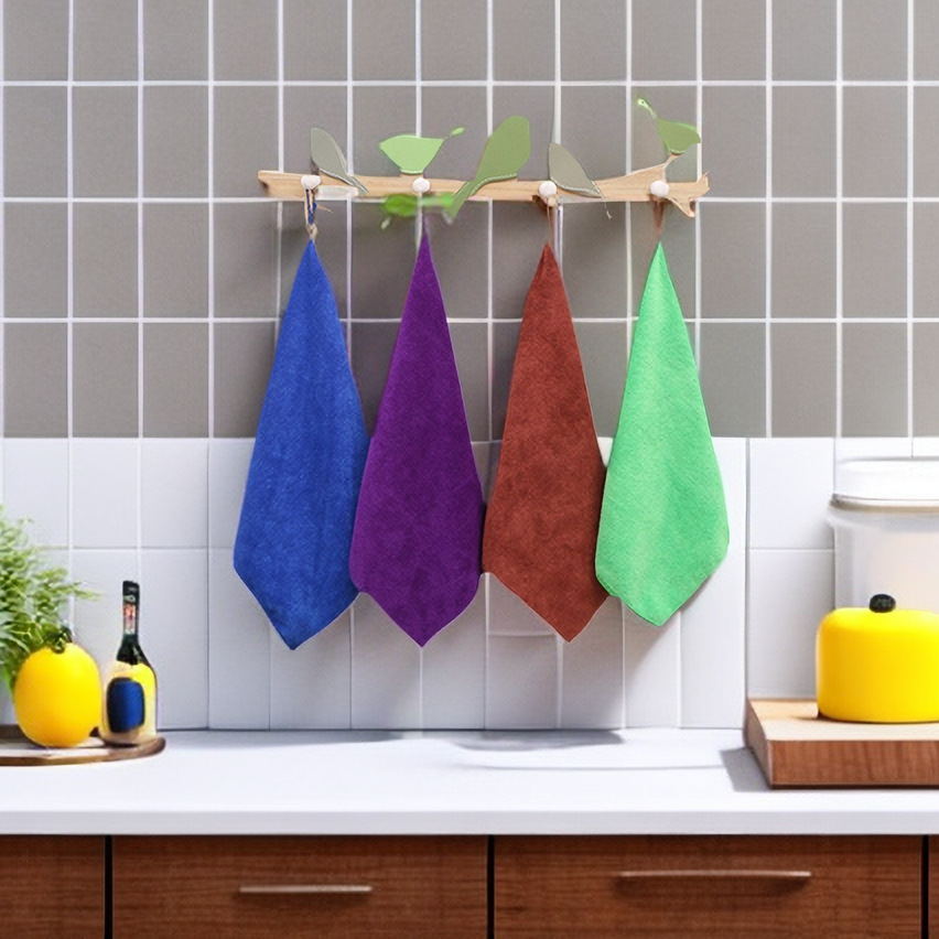 Coral Velvet Microfiber Towel for Household Use, Absorbent and Lint-Free, Housekeeping Cleaning Cloth, Kitchen Rag