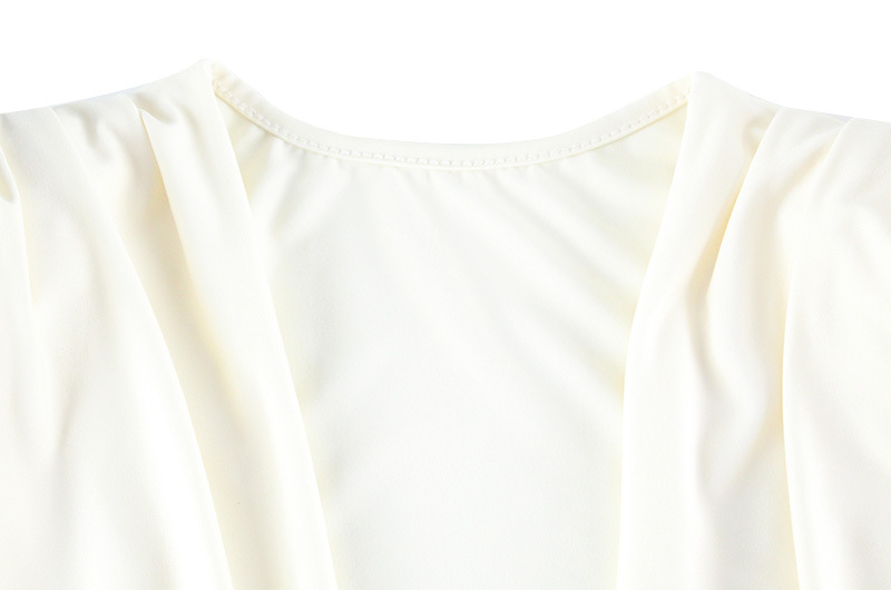 Women Clothing Swing Collar Low Cut Solid Color Simple Waist Fitted Workplace Adult Lady like Woman Hip Bag Dress