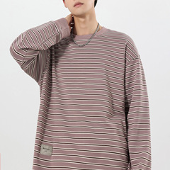 瀚派男装日系条纹卫衣男早秋新款圆领套头男士长袖t恤打底衫上衣