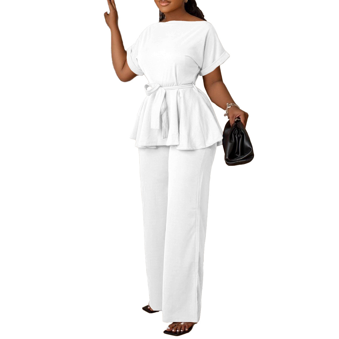 490g Weight Short Sleeve Sleeve Length Spandex, Polyester Fabric Type Pant Co-ord Set Sets Type 2 Piece Set Quantity Daily Occasion Round Neck Neckline Comfort Function Regular Fit Fit Type Solid Color Pattern Summer Season Women'S Gender Vacation Style Daily Women'S Vacation Solid Color Spandex Polyester Pant Co-ord Set Pants Sets