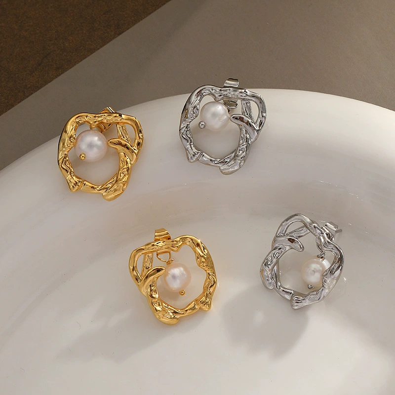 Organic brand fashionable small design earrings from pearl, internet celebrity, light luxury style, trend of season