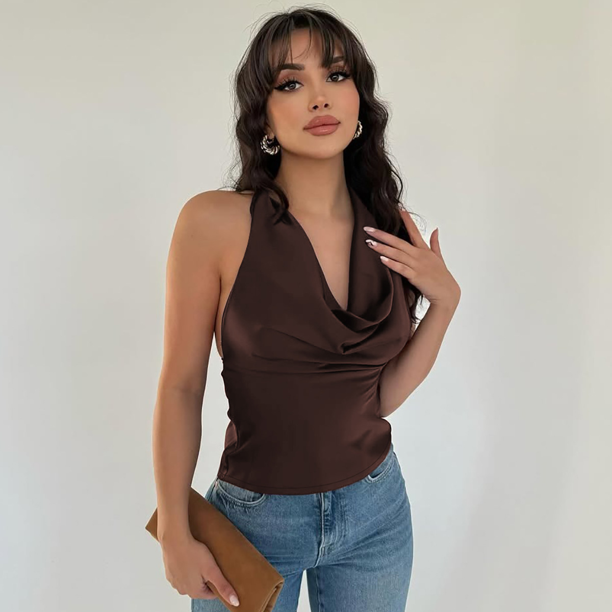 Summer Fashion Backless Solid Color Women's Top Slim Tie Strapless Trendy American Style Hot Girl Sexy Clothing_ecoleips.com