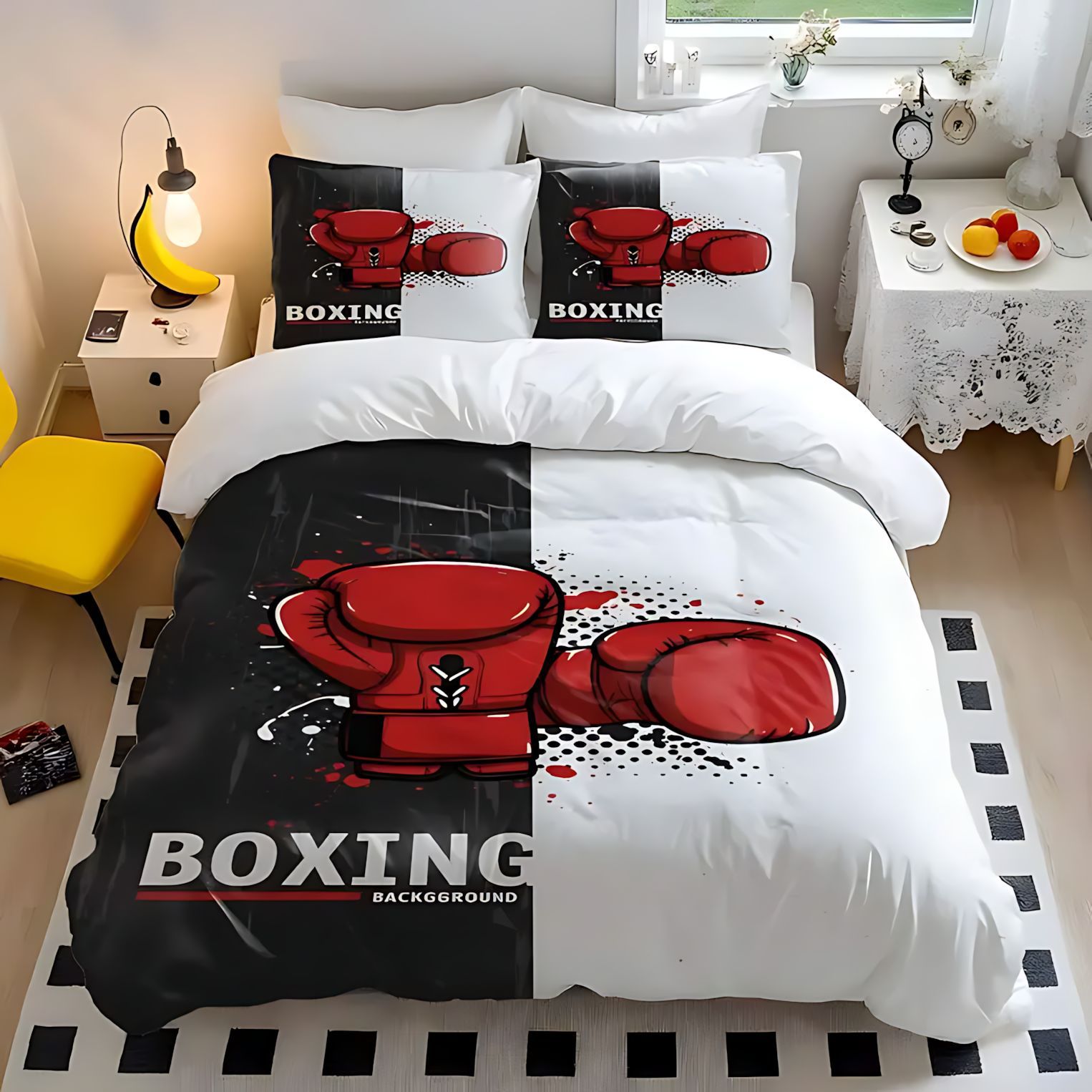 TEMU / JIT Boxeo temático impresión digital 3D colcha