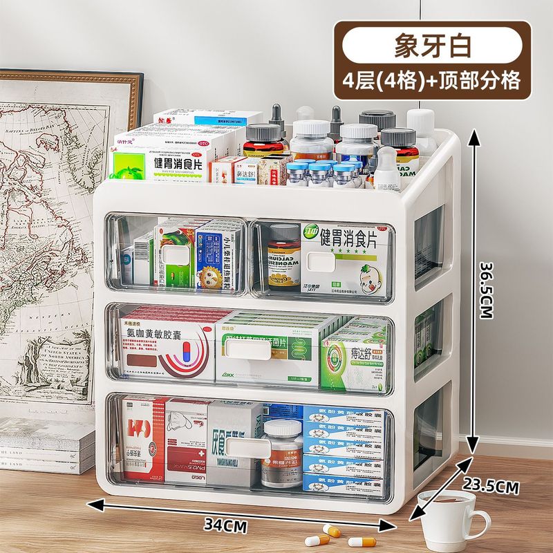 收纳盒药盒常用药箱多层塑料收纳架抽屉式家用大容量桌面收纳柜|undefined