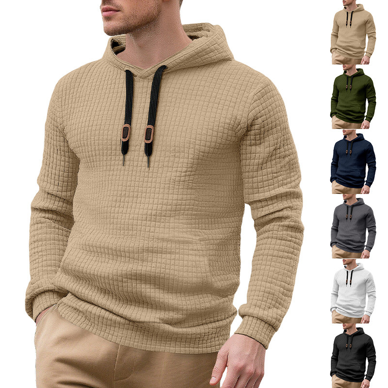 Herren Kapuzenpullover Im Jacquard Design Mit Tasche Und Muster_voghion.com