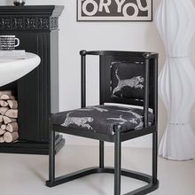 法式复古小众设计师设计家用中古实木餐椅欧式单椅豹豹ins椅子
