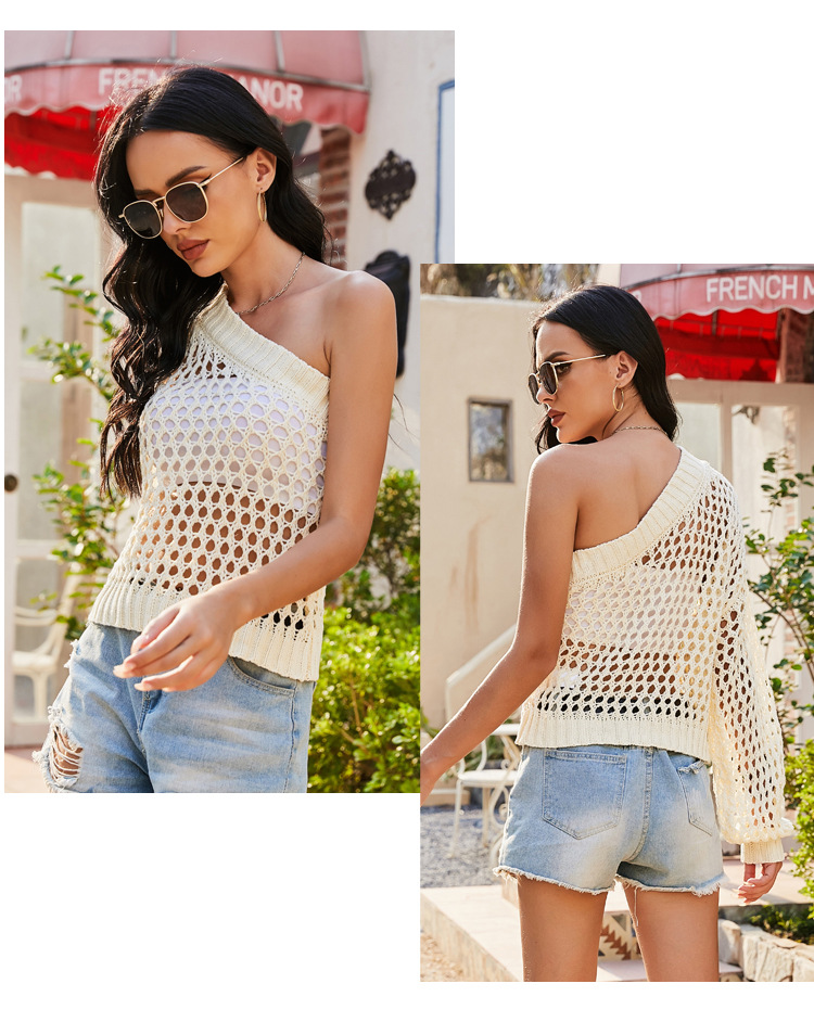 Fashion single sleeve hollow sweater NSYH48634