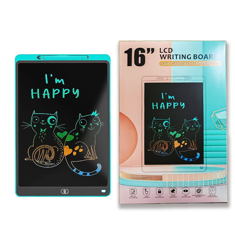16 pulgadas de protección de los ojos sin luz azul tablero de escritura LCD para niños graffiti tablero electrónico tablero de escritura tablero de dibujo juguete un botón de pantalla limpia