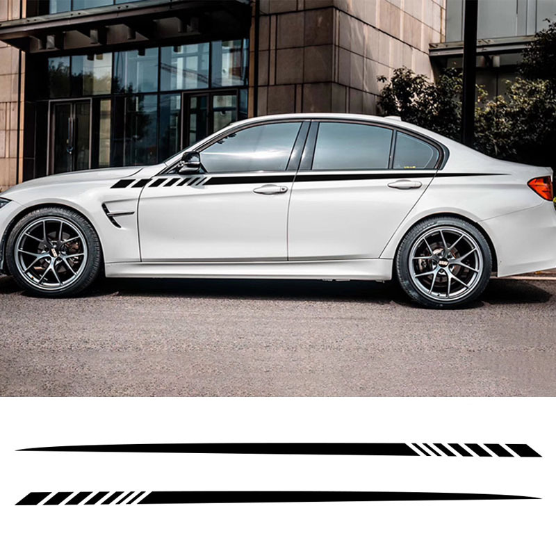 Car body sticker General modified racing stripe style car side skirt pull float sticker_voghion.com