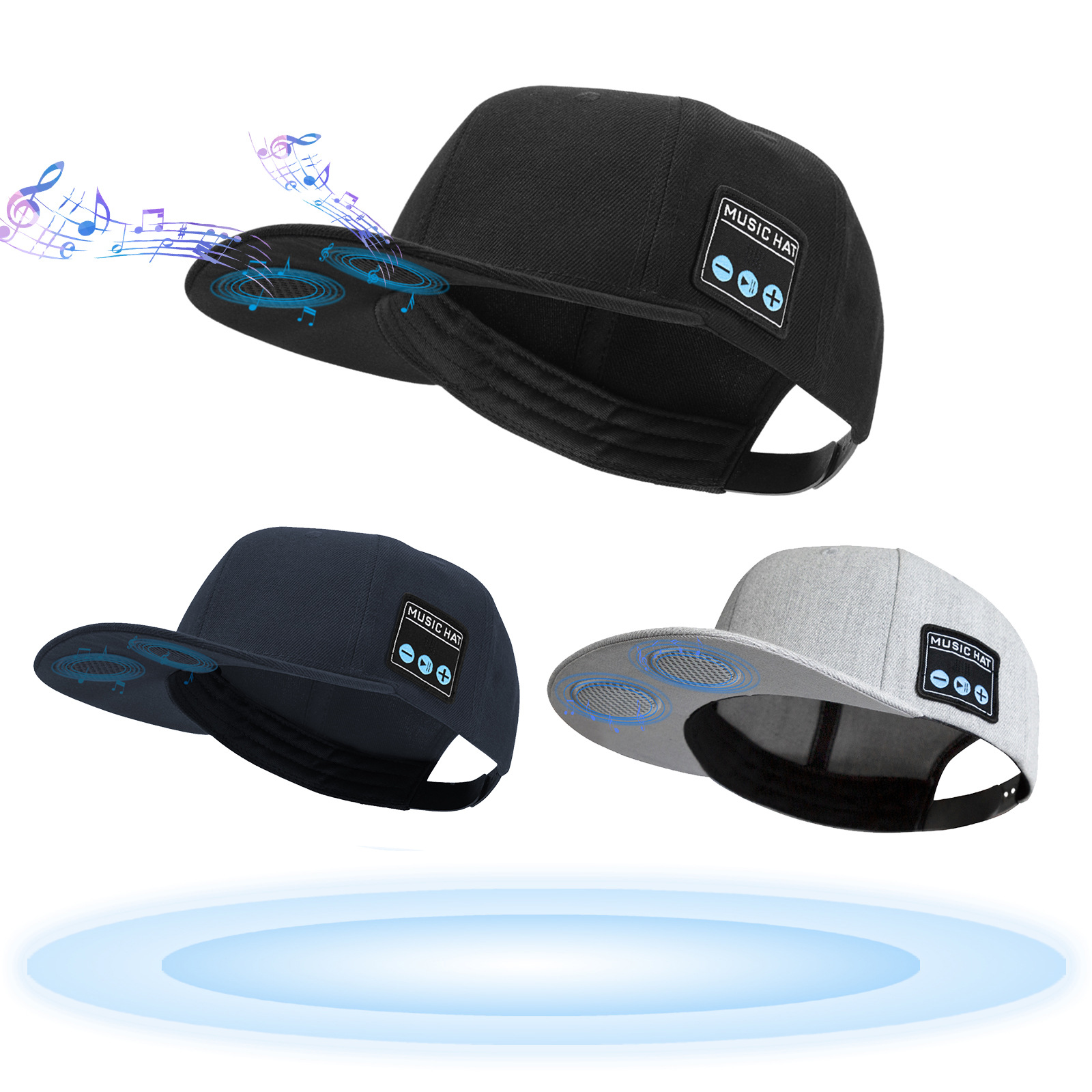 跨境新款蓝牙耳机鸭舌帽圣诞送礼扬声器外放音响帽街头嘻哈棒球帽