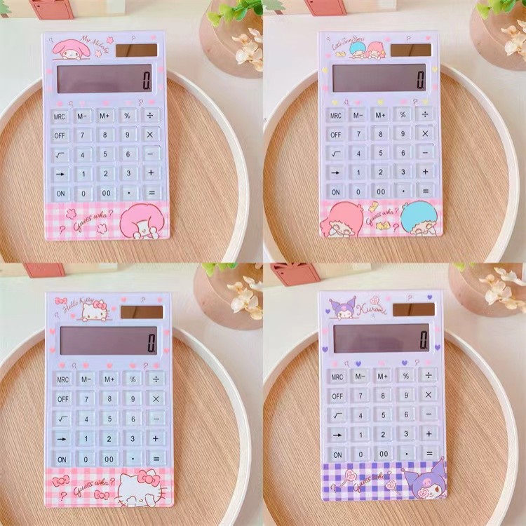 新款可爱库洛米太阳能计算器 办公用品算数12位数水晶按键计算机